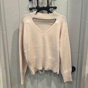 525 America Women's Cream Sweater with Cut-Out Detail NWT